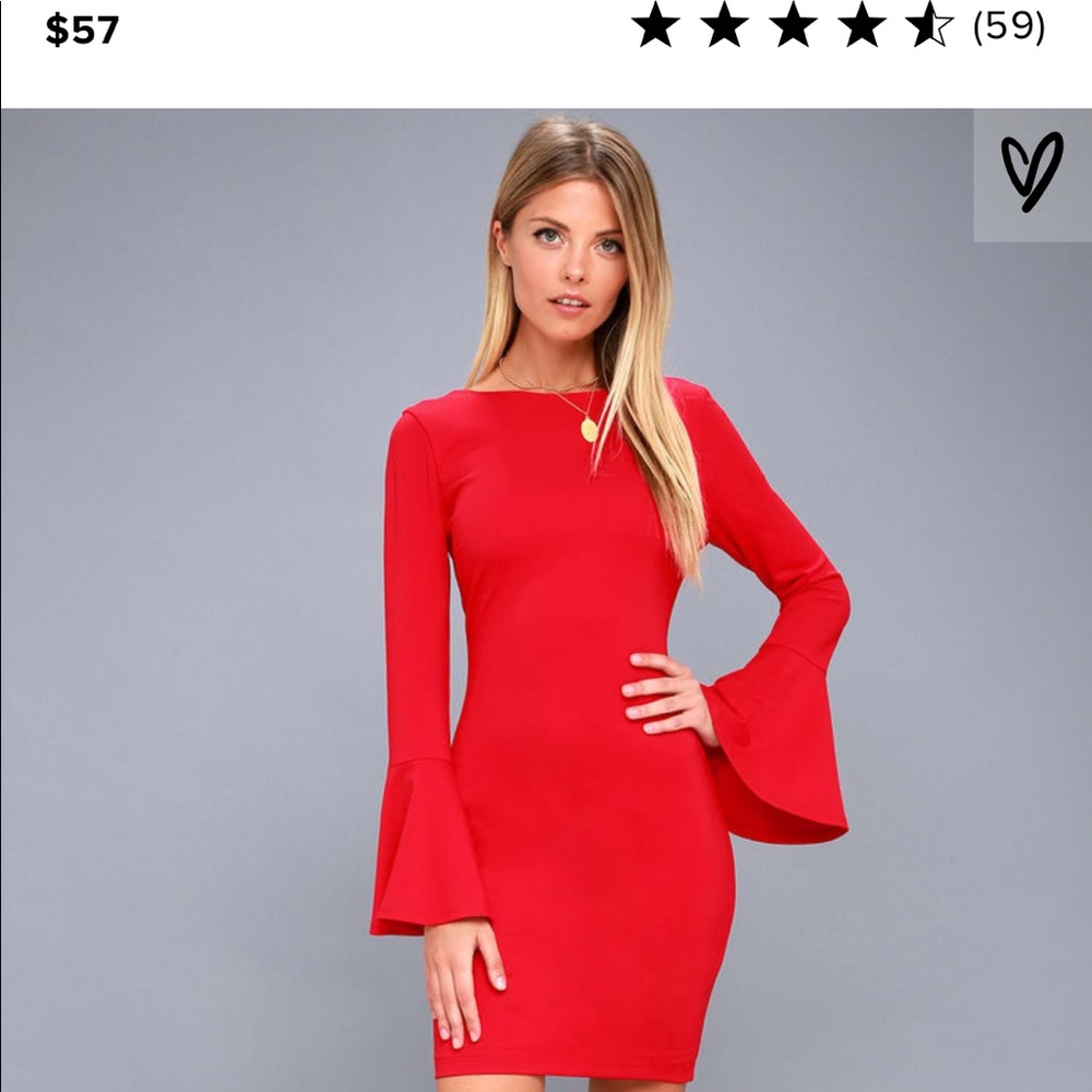 Lulus Flare To Spare Red Flounce Sleeve Dress